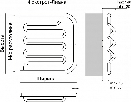 Фокстрот-Лиана AISI 500х500 Полотенцесушитель  TERMINUS Ноябрьск - фото 3