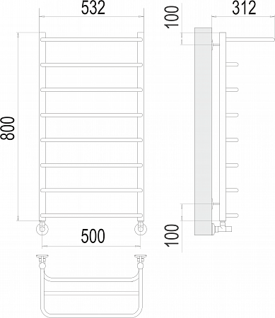 Полка П8 500х800  Полотенцесушитель  TERMINUS Ноябрьск - фото 3