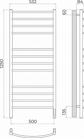 Классик П12 500х1250 Электро (quick touch) Полотенцесушитель TERMINUS Ноябрьск - фото 3