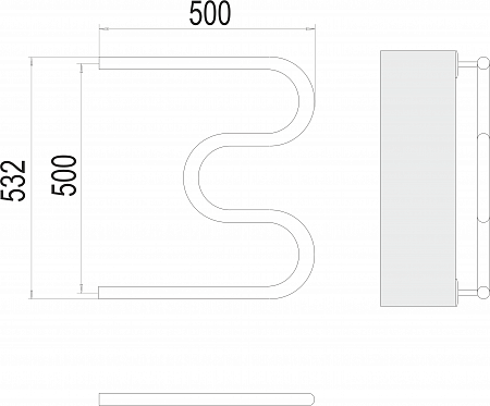 М-обр AISI 32х2 500х500 Полотенцесушитель  TERMINUS Ноябрьск - фото 3
