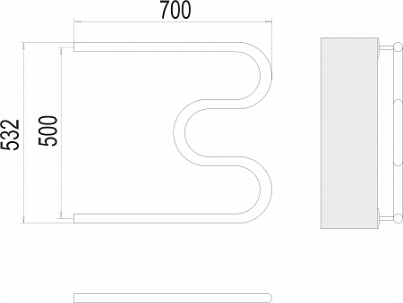 М-обр AISI 32х2 500х700 Полотенцесушитель  TERMINUS Ноябрьск - фото 3