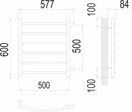 Классик П6 500х600 бп500 Полотенцесушитель  TERMINUS Ноябрьск - фото 3