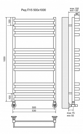 Рид П13 500х1000 Полотенцесушитель  TERMINUS Ноябрьск - фото 3