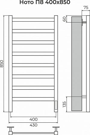 Ното П8 400х850 Электро (quick touch) Полотенцесушитель TERMINUS Ноябрьск - фото 3