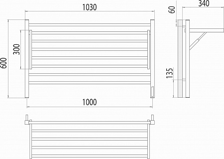 Горизонт П8 1000х600 электро КС ЧЕРНЫЙ МУАР (sensor quick touch) Полотенцесушитель TERMINUS Ноябрьск - фото 5